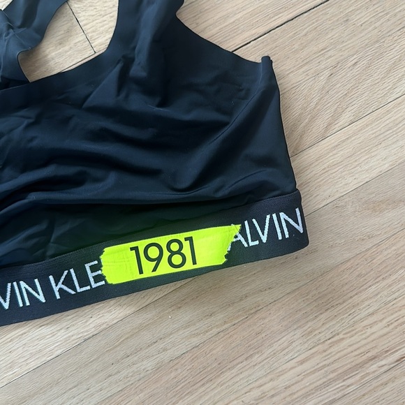 Calvin Klein Women's Racerback Black Sports Bra - Picture 4 of 5